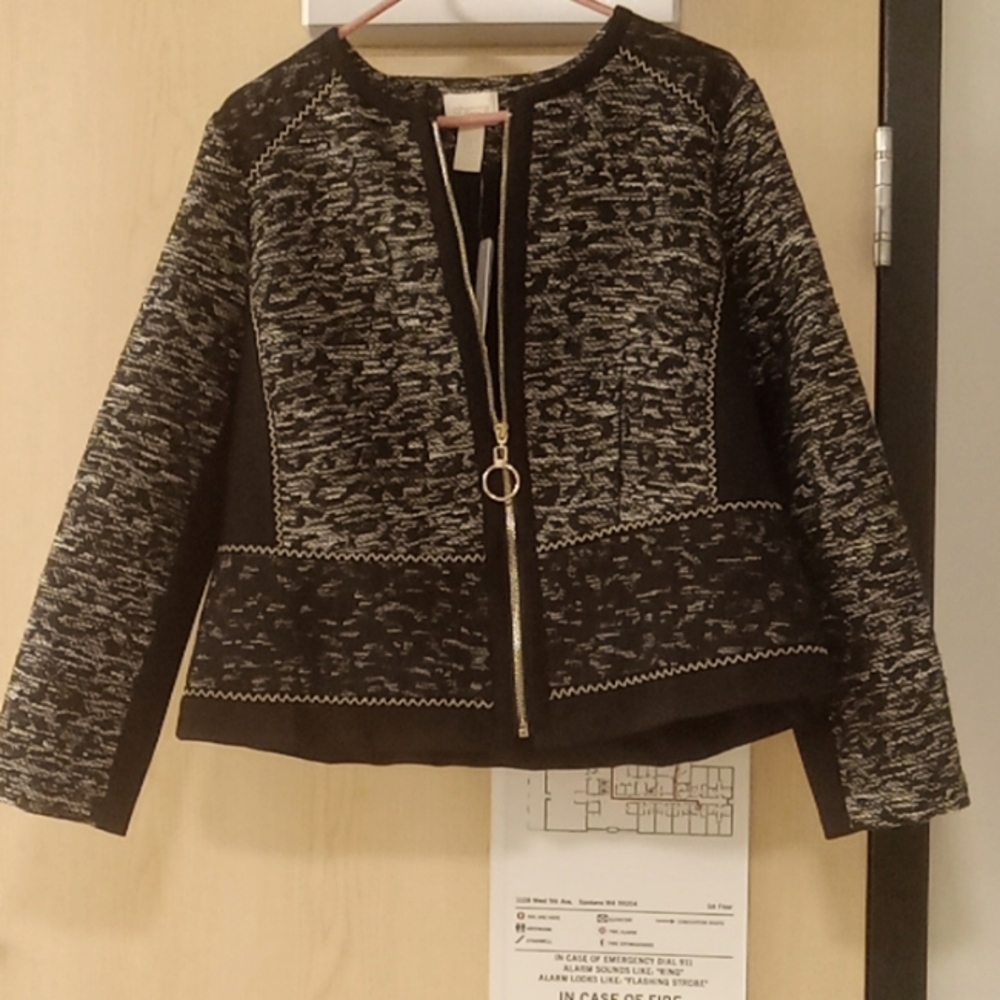 Chico's black and white zip up